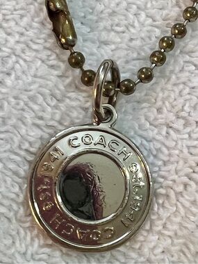 VINTAGE Y2K COACH Silver Nickel Metal Round Disc Fob Bag Charm Keychain Hang Tag